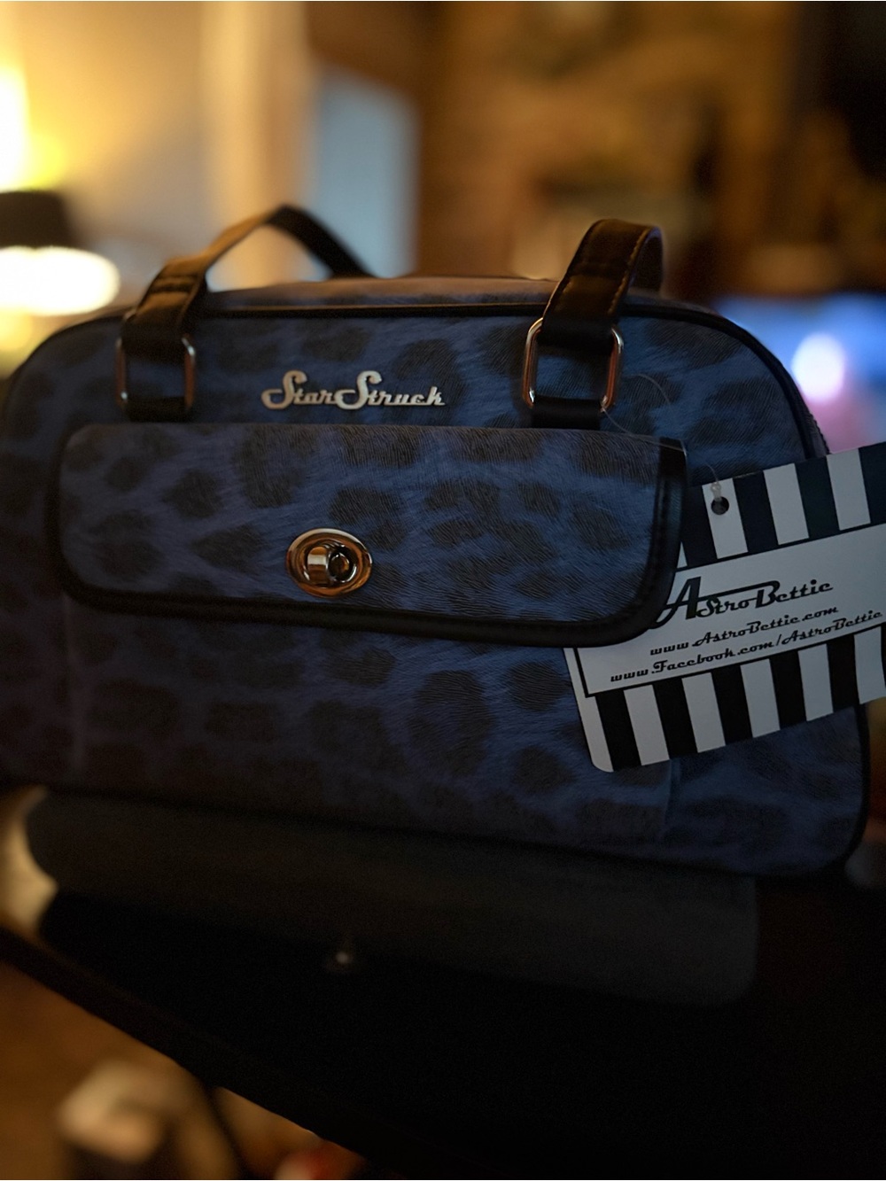 Blue Leopard Print Satchel